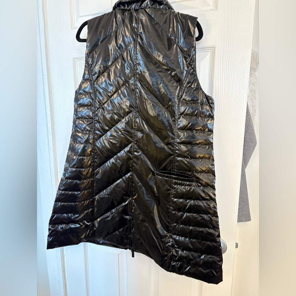 A’NOMA Black Shiny Duck Down Puffer Vest Women’s XL NWT Water Resistant Light - Picture 6 of 11